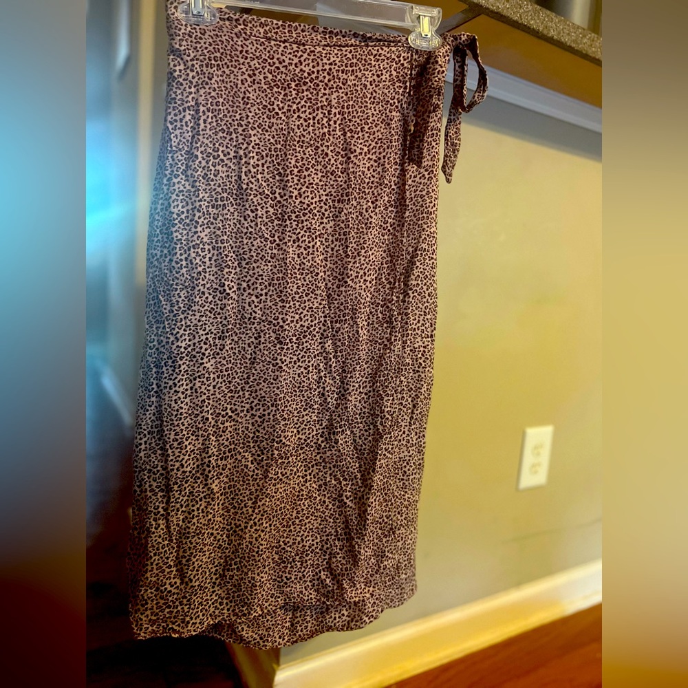 Leopard Wrap Midi Skirt